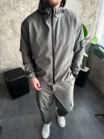 Мужской Серый Костюм Плащевка Свободного Кроя - Ветровка + Штаны Карго