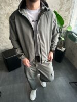 Мужской Серый Костюм Плащевка Свободного Кроя - Ветровка + Штаны Карго