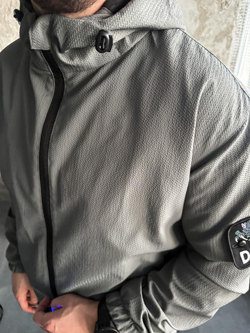 photo_2025-10-26_20-57-10 Мужской Серый Костюм Плащевка Свободного Кроя - Ветровка + Штаны Карго