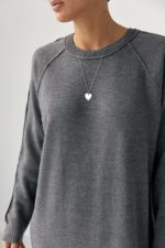 Женское Длинное Трикотажное Серое Платье Свободного Кроя