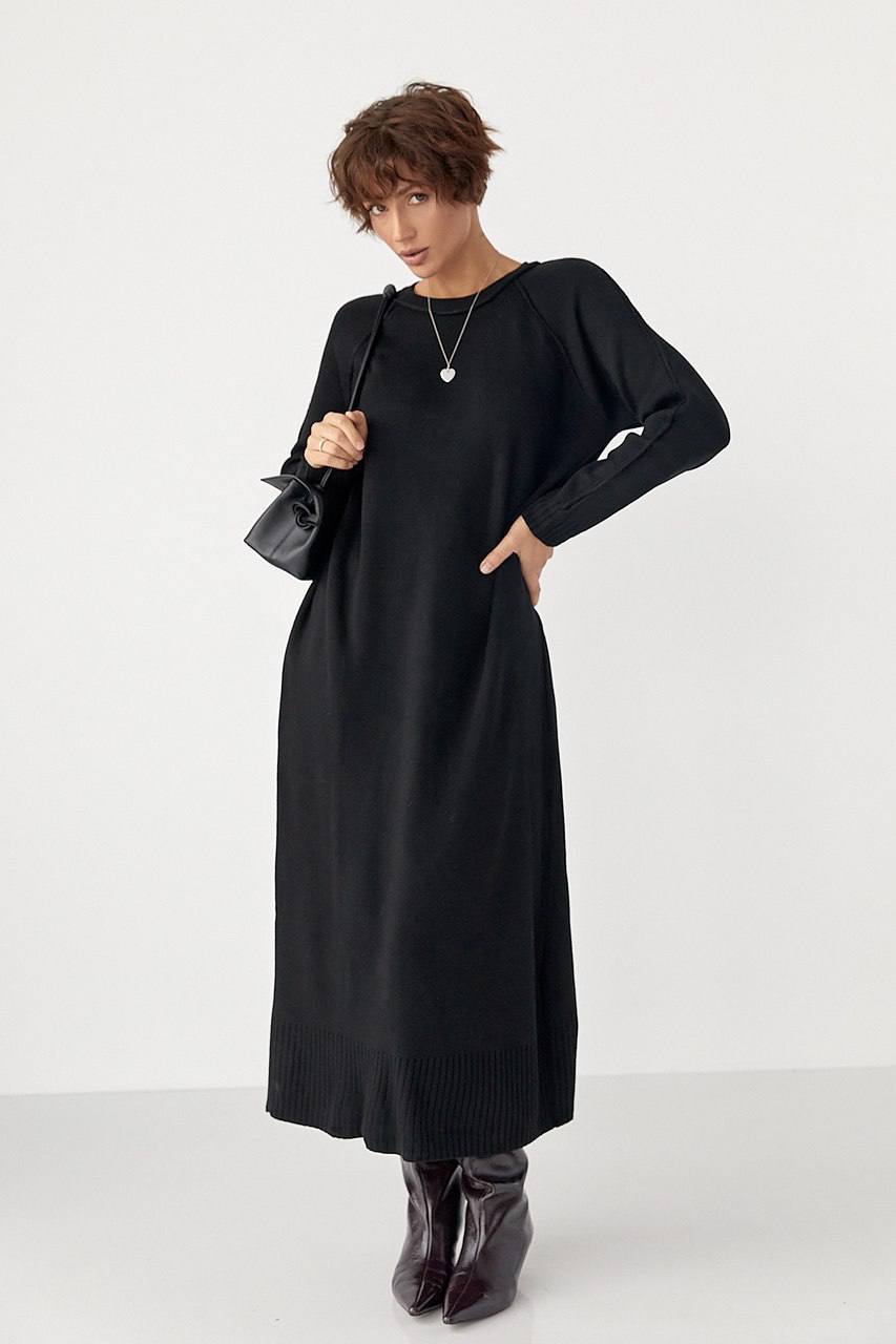 photo_2025-10-27_11-48-34 Женское Длинное Трикотажное Черное Платье Свободного Кроя