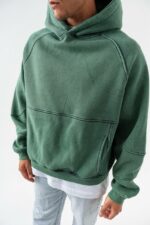 Мужское Зеленое Худи Варенка Оверсайз - Теплое на Флисе