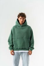 Мужское Зеленое Худи Варенка Оверсайз - Теплое на Флисе