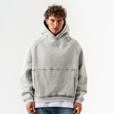 Мужское Серое Худи Варенка Оверсайз - Теплое на Флисе