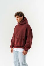 Мужское Бордовое Худи Варенка Оверсайз - Теплое на Флисе