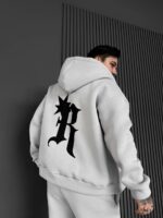 Мужской Утепленный Серый Спортивный Костюм "R" на Молнии с Начесом (Зипка + Штаны)