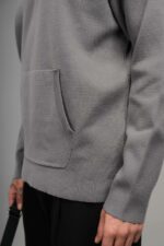 Мужское Базовое Хлопковое Серое Худи Свободного Кроя