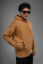 Мужское Базовое Хлопковое Рыжее Худи Свободного Кроя