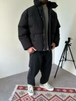 Мужская Зимняя Черная Куртка Пуфер - Стеганая Оверсайз с Высокой Горловиной