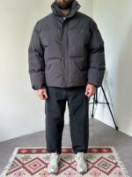 Мужская Зимняя Графитовая Куртка Пуфер - Стеганая Оверсайз с Высокой Горловиной