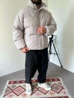 Мужская Зимняя Серая Куртка Пуфер - Стеганая Оверсайз с Высокой Горловиной