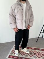 Мужская Зимняя Серая Куртка Пуфер - Стеганая Оверсайз с Высокой Горловиной