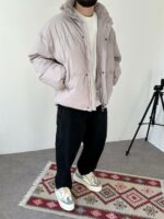 Мужская Зимняя Серая Куртка Пуфер - Стеганая Оверсайз с Высокой Горловиной