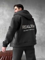 Мужской Графитовый Спортивный Костюм "Realism" Утепленный с Начесом на Молнии (Зипка + Штаны)