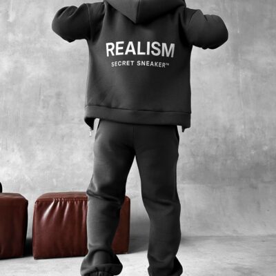 Мужской Графитовый Спортивный Костюм "Realism" Утепленный с Начесом на Молнии (Зипка + Штаны)