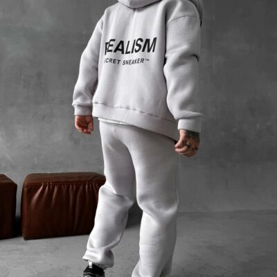 Мужской Серый Спортивный Костюм "Realism" Утепленный с Начесом на Молнии (Зипка + Штаны)