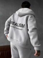 Мужской Серый Спортивный Костюм "Realism" Утепленный с Начесом на Молнии (Зипка + Штаны)