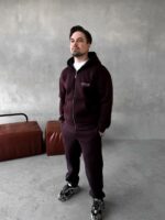 Мужской Коричневый Спортивный Костюм "Realism" Утепленный с Начесом на Молнии (Зипка + Штаны)