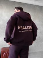 Мужской Коричневый Спортивный Костюм "Realism" Утепленный с Начесом на Молнии (Зипка + Штаны)