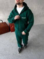 Мужской Зеленый Спортивный Костюм "Realism" Утепленный с Начесом на Молнии (Зипка + Штаны)