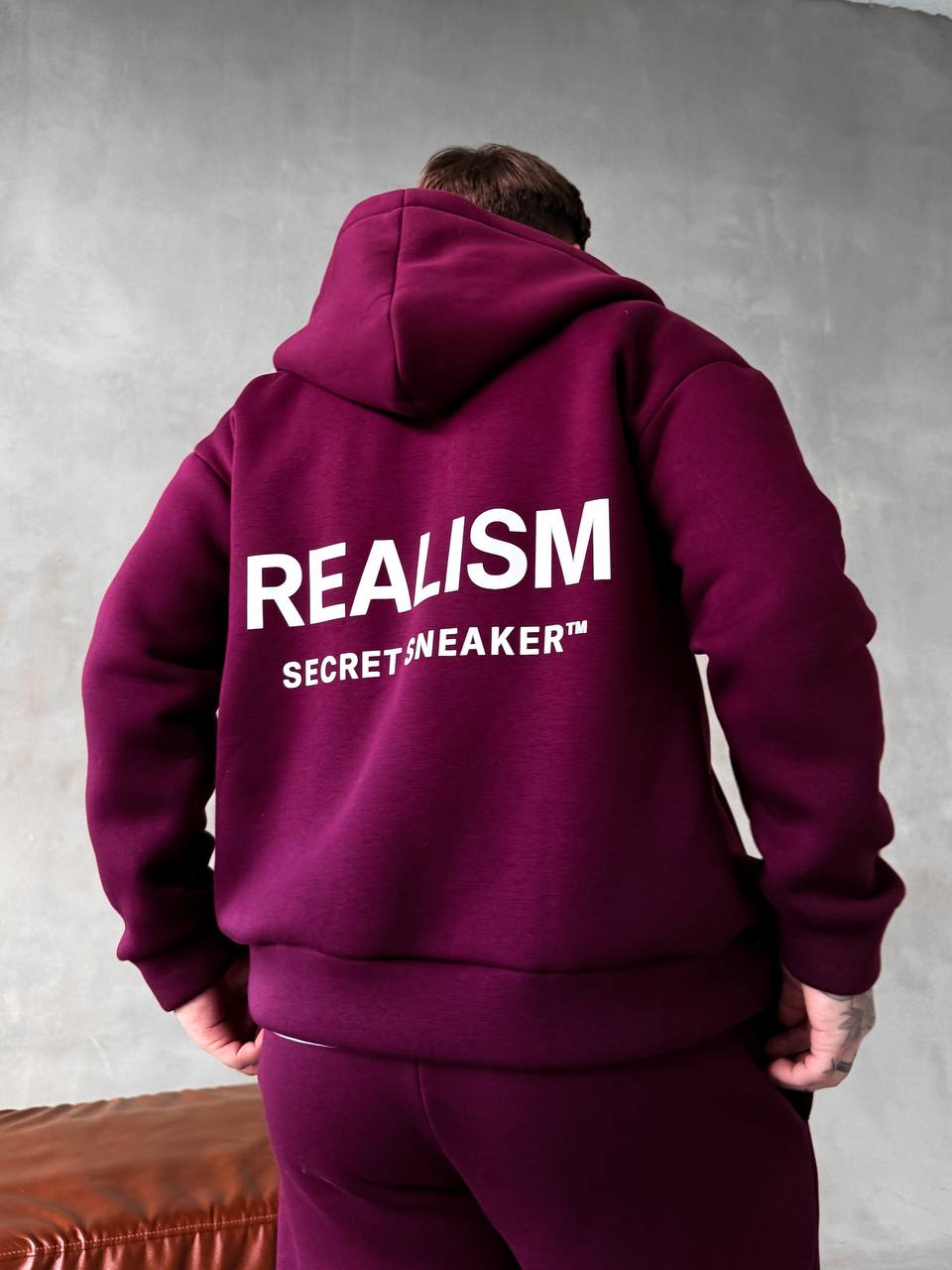 photo_2025-10-28_18-43-07 Мужской Бордовый Спортивный Костюм "Realism" Утепленный с Начесом на Молнии (Зипка + Штаны)