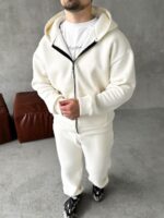 Мужской Базовый Теплый Молочный Спортивный Костюм с Начесом на Молнии (Зипка + Штаны)