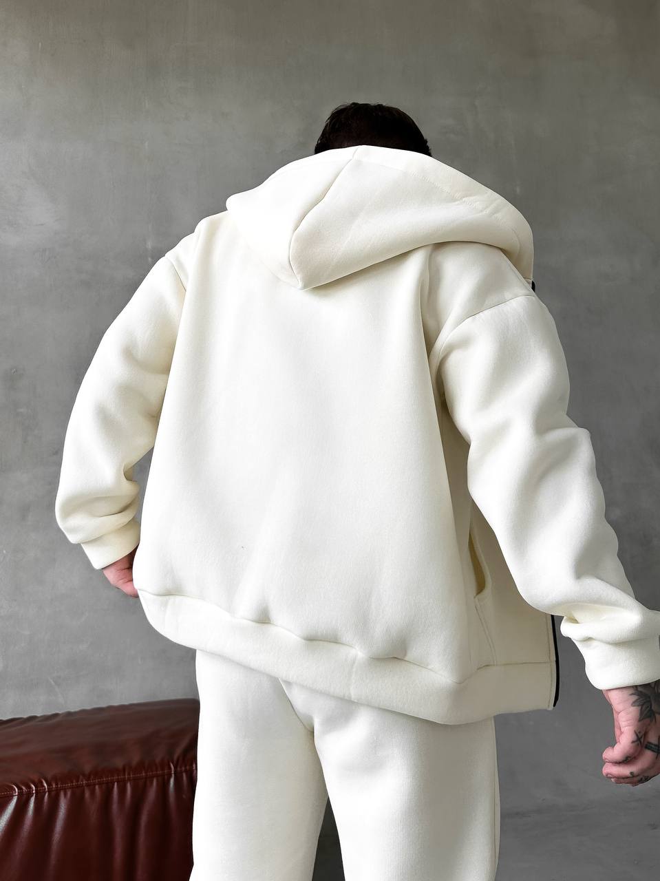 photo_2025-10-28_18-56-42 Мужской Базовый Теплый Молочный Спортивный Костюм с Начесом на Молнии (Зипка + Штаны)