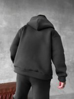 Мужской Базовый Теплый Графитовый Спортивный Костюм с Начесом на Молнии (Зипка + Штаны)