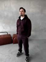 Мужской Базовый Теплый Коричневый Спортивный Костюм с Начесом на Молнии (Зипка + Штаны)