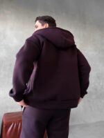 Мужской Базовый Теплый Коричневый Спортивный Костюм с Начесом на Молнии (Зипка + Штаны)