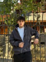 Мужская Графитовая Зип Кофта Оверсайз - Худи Свободного Кроя на Молнии