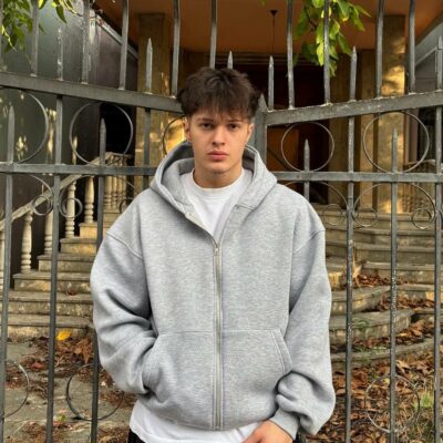 Мужская Серая Зип Кофта Оверсайз - Худи Свободного Кроя на Молнии