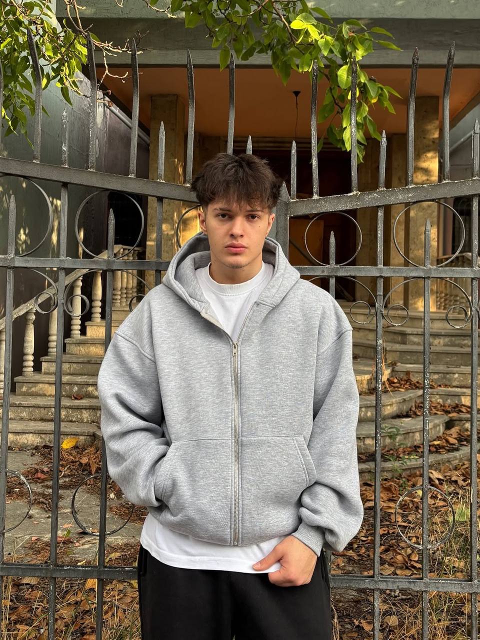 photo_2025-10-30_11-40-21 Мужская Серая Зип Кофта Оверсайз - Худи Свободного Кроя на Молнии