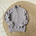 Мужской Серый Свитер Свободного Коя с Замком на Воротнике Стойке