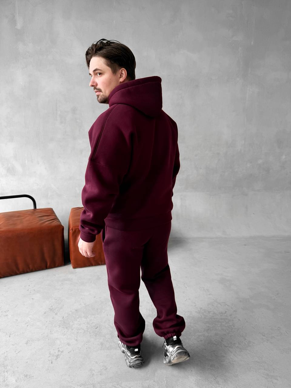 photo_2025-10-30_22-21-41 Мужской Базовый Теплый Бордовый Спортивный Костюм с Принтом – Толстовка Штаны с Начесом