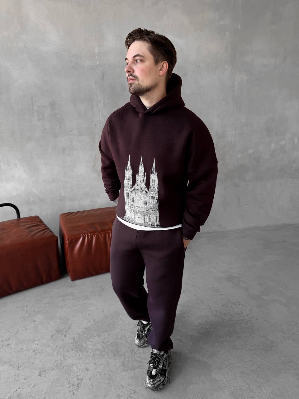photo_2025-10-30_22-21-44 (2) Мужской Базовый Теплый Коричневый Спортивный Костюм с Принтом – Толстовка Штаны с Начесом