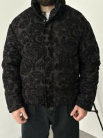 Мужская Зимняя Черная Дутая Куртка Пуфер в Этнический Узор
