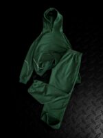 Мужской Зеленый Спортивный Костюм Оверсайз с Фиксаторами и Кантом (Худи + Штаны)