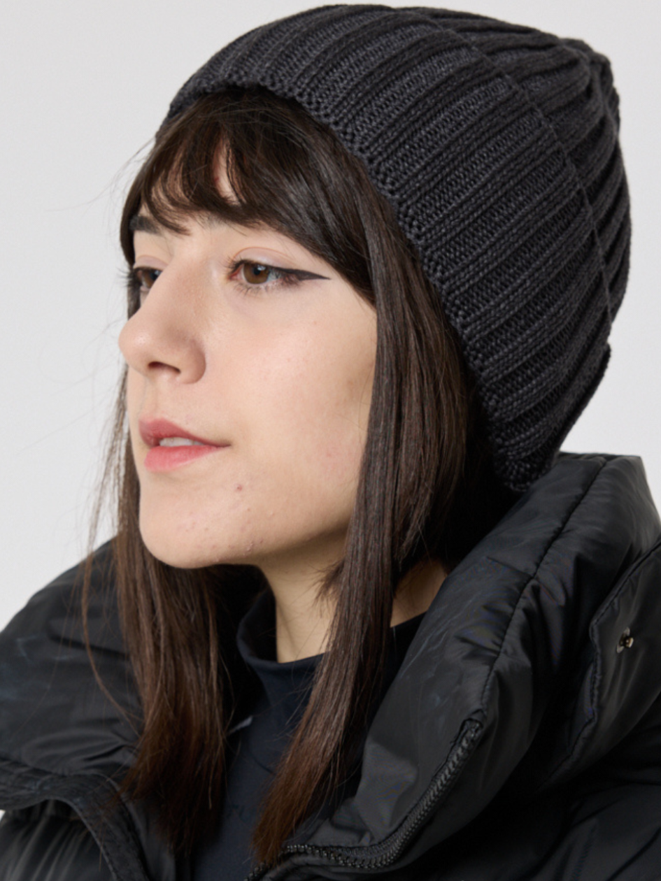 a5356fca54e3515f5a26 Женская Базовая Графитовая Шапка в Широкий Рубчик с Отворотом