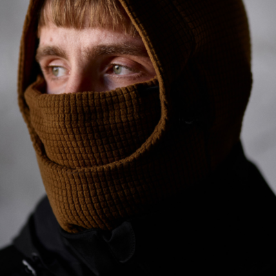 Мужская Теплая Флисовая Коричневая Балаклава-Баф с Фиксаторами