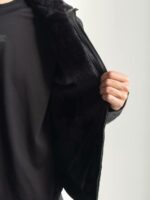 Мужская Теплая Черная Дубленкам на Молнии - Стеганая Кожаная Куртка на Меху