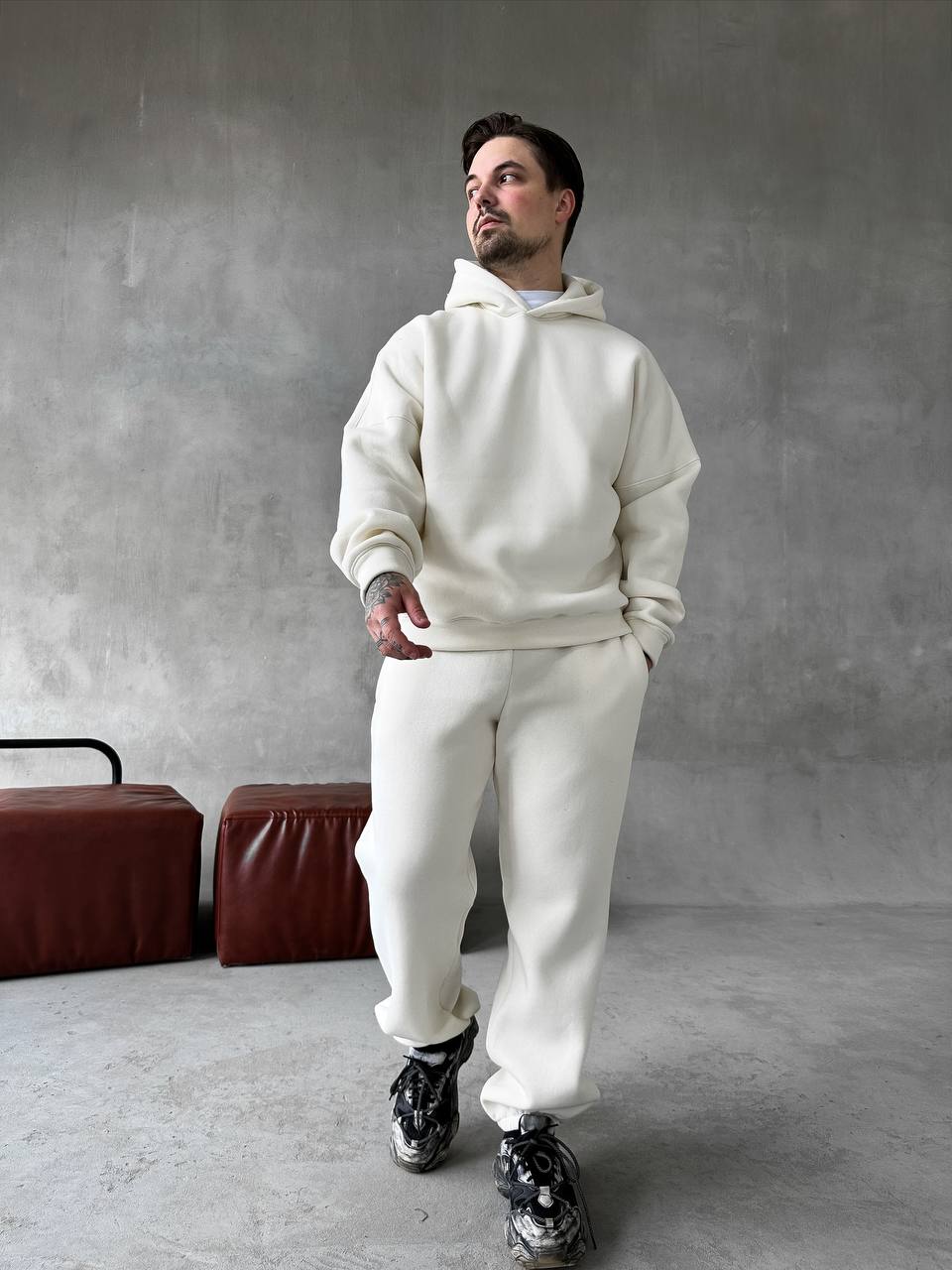 photo_2025-10-31_17-10-10 Мужской Базовый Теплый Молочный Спортивный Костюм с Начесом (Толстовка + Штаны)