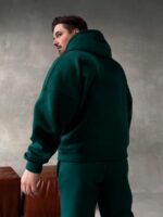 Мужской Базовый Теплый Зеленый Спортивный Костюм с Начесом (Толстовка + Штаны)