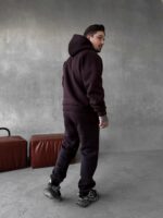 Мужской Базовый Теплый Коричневый Спортивный Костюм с Начесом (Толстовка + Штаны)