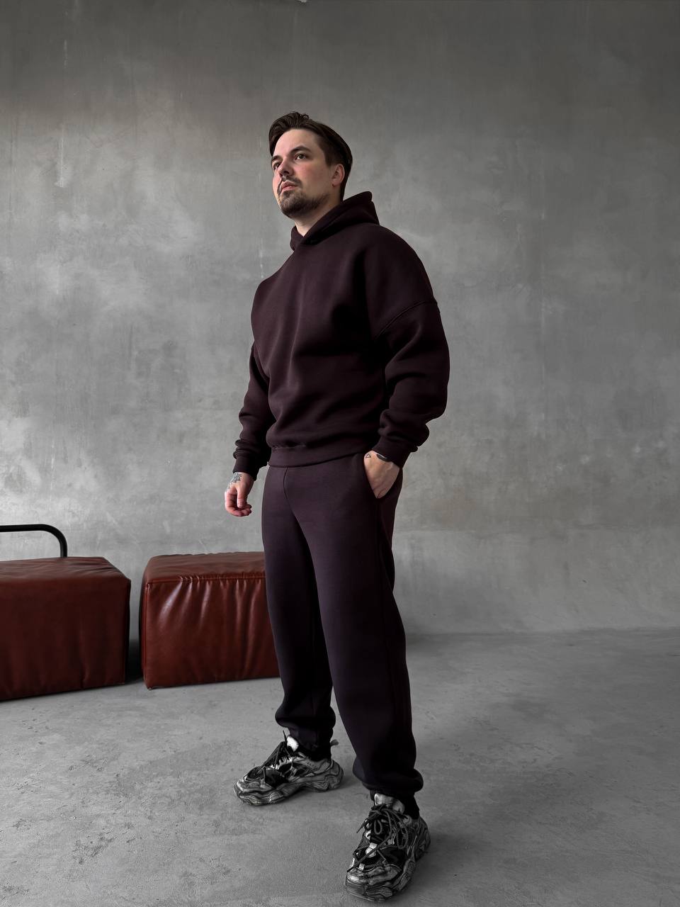 photo_2025-10-31_17-10-15 (2) Мужской Базовый Теплый Коричневый Спортивный Костюм с Начесом (Толстовка + Штаны)