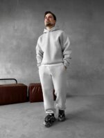 Мужской Базовый Теплый Серый Спортивный Костюм с Начесом (Толстовка + Штаны)