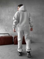 Мужской Базовый Теплый Серый Спортивный Костюм с Начесом (Толстовка + Штаны)