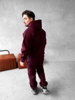 Мужской Базовый Теплый Бордовый Спортивный Костюм с Начесом (Толстовка + Штаны)