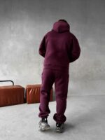 Мужской Базовый Теплый Бордовый Спортивный Костюм с Начесом (Толстовка + Штаны)