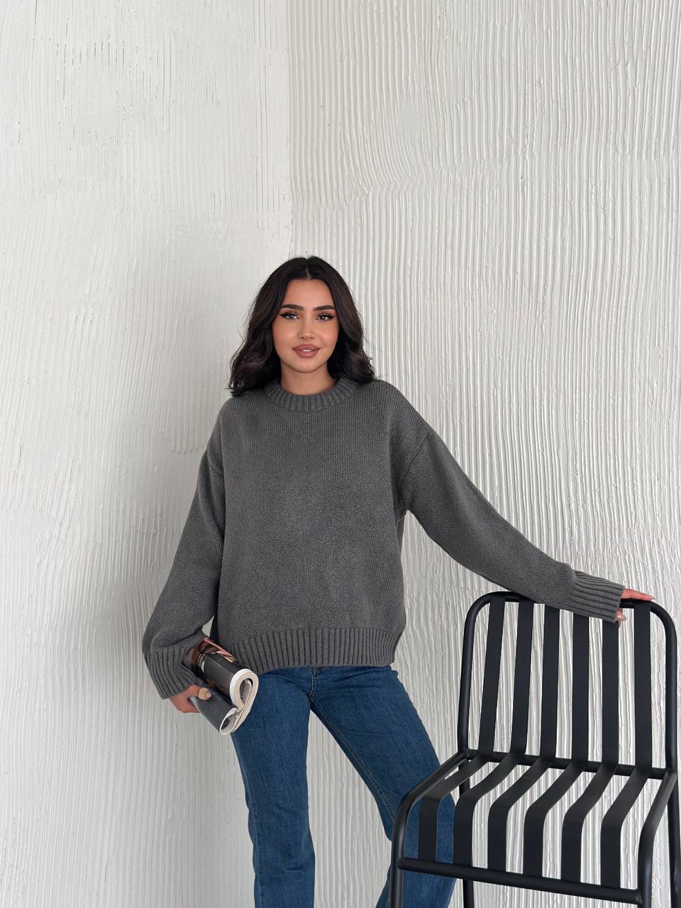 photo_2025-11-01_09-54-33 (2) Женский Теплый Мягкий Графитовый Свитер Оверсайз - Трикотажный с Заниженной Линией Плеча